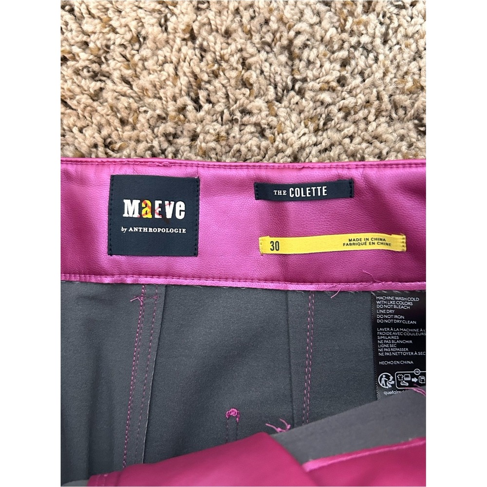 Maeve Anthro The Colette Cropped Wide-Leg Vegan Leather Pants Rose Pink Size 30 - Picture 8 of 10